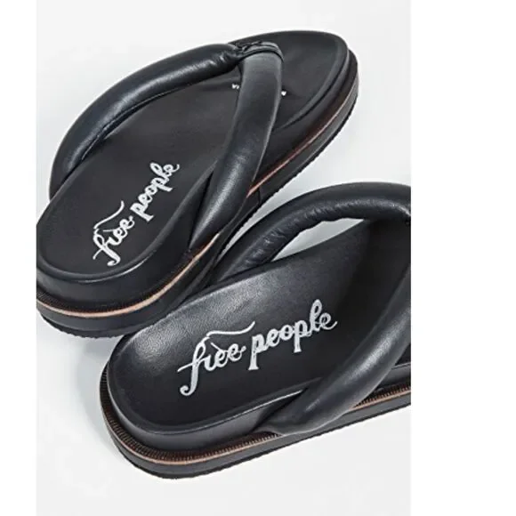 NWT Free People Lena Footbed Sandals In Black
